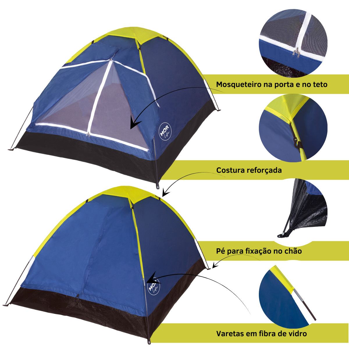 Barraca De Camping 2 Pessoas Verde Impermeável C/ Bolsa Mor