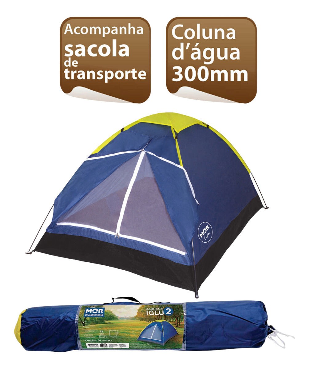 Barraca De Camping 2 Pessoas Verde Impermeável C/ Bolsa Mor