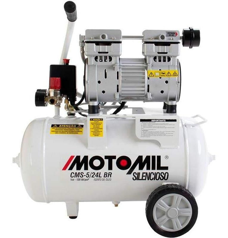 Compressor Silencioso 120PSI 220V Branco CMS-5/24 Moto Mil