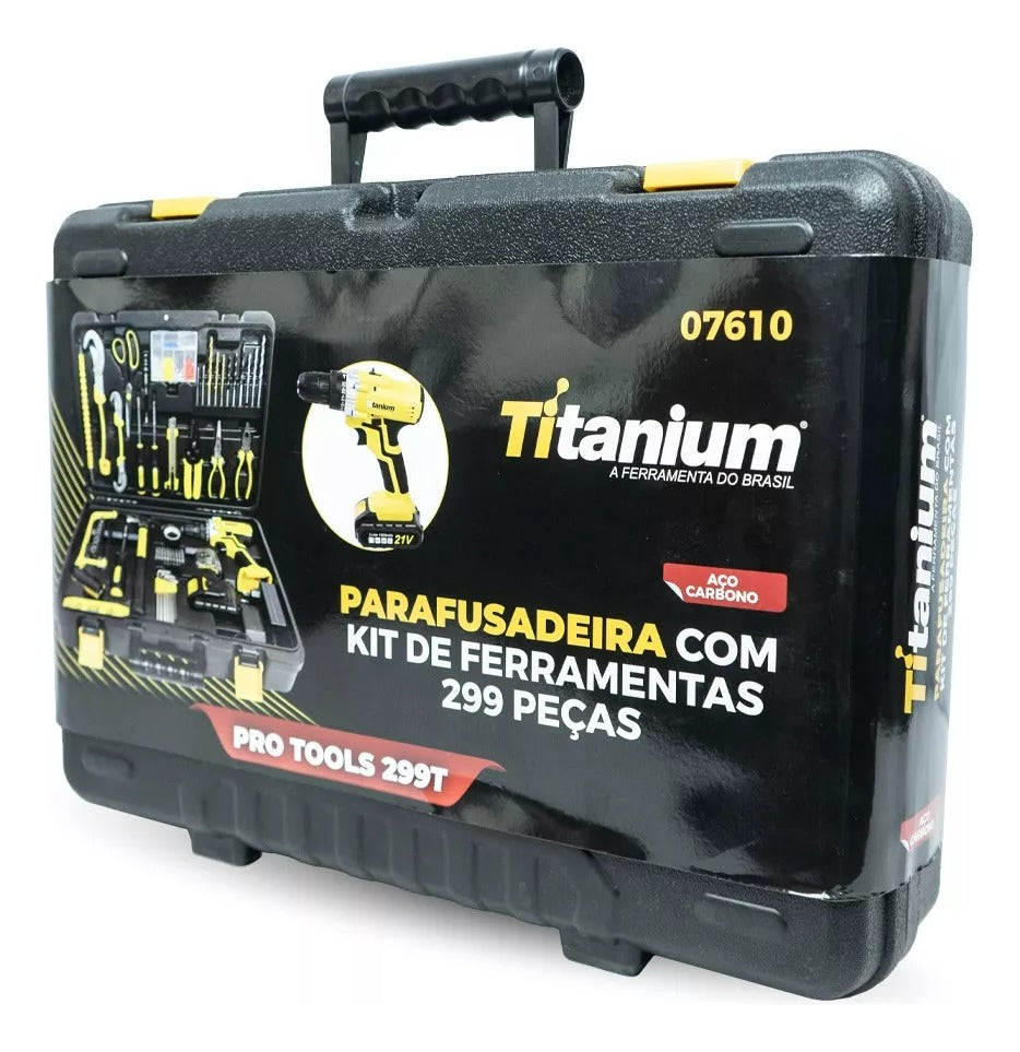 Parafusadeira a Bateria Com 299 Peças Titanium