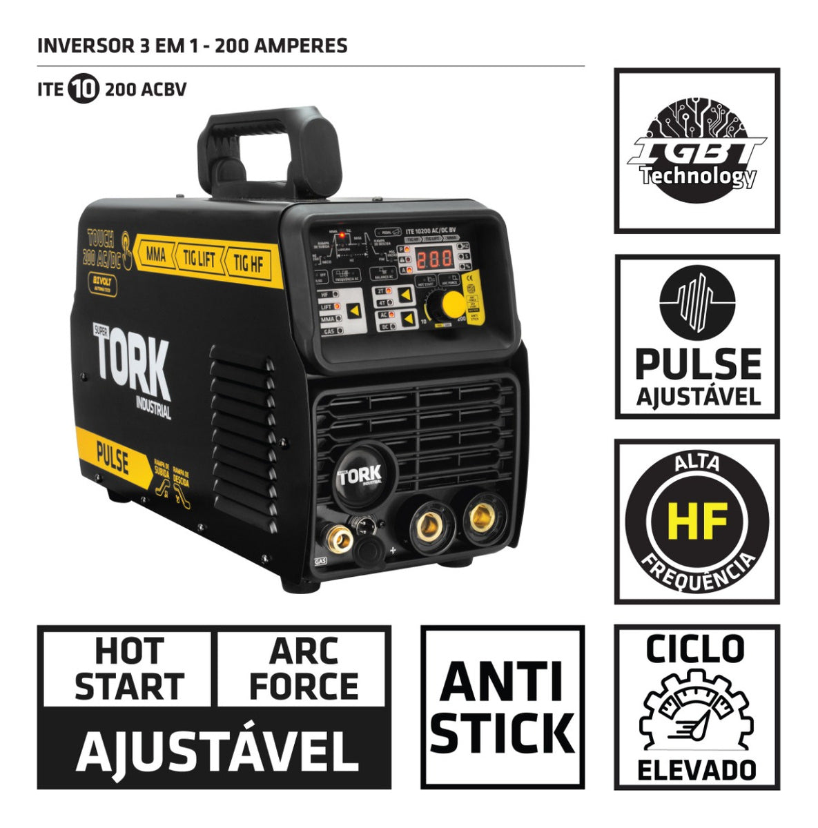Máquina de solda Inversora Super Tork 200BV ITE-10200-BV