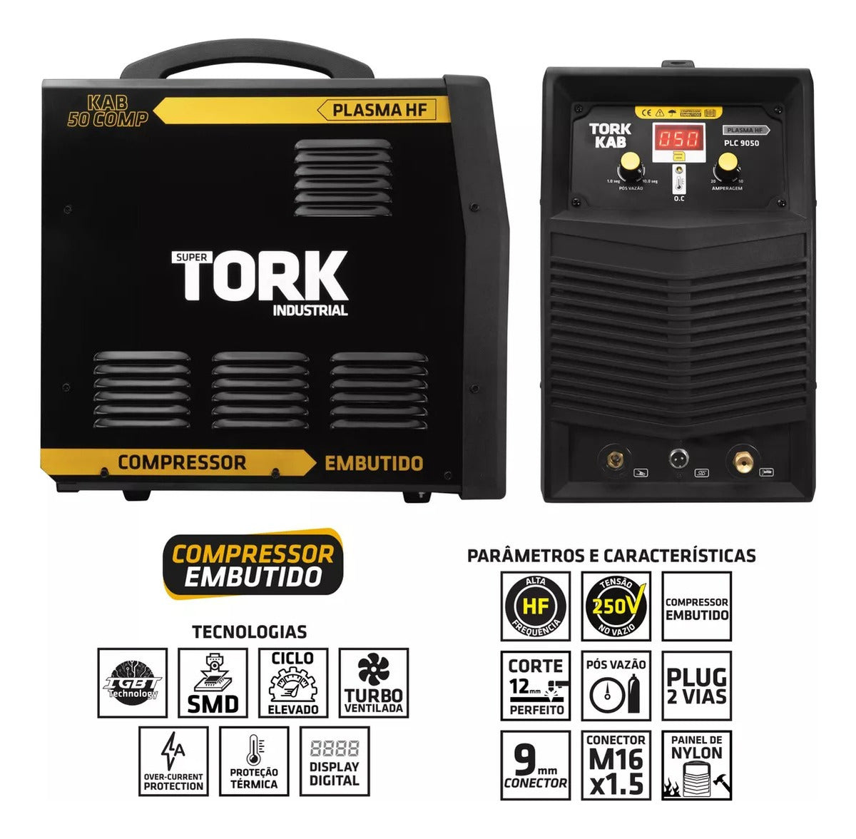 INVERSOR PLASMA 50AM C/ COMPRESSOR EMB. PLC 9050 TORK