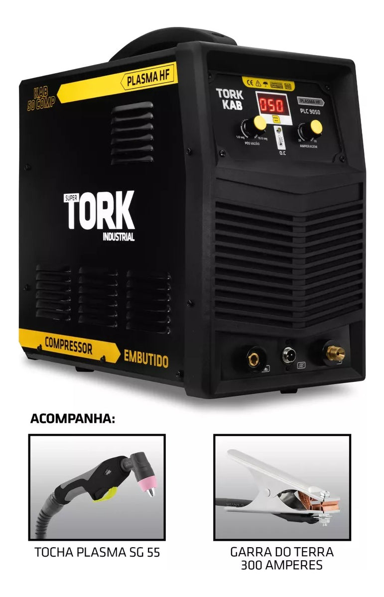 INVERSOR PLASMA 50AM C/ COMPRESSOR EMB. PLC 9050 TORK