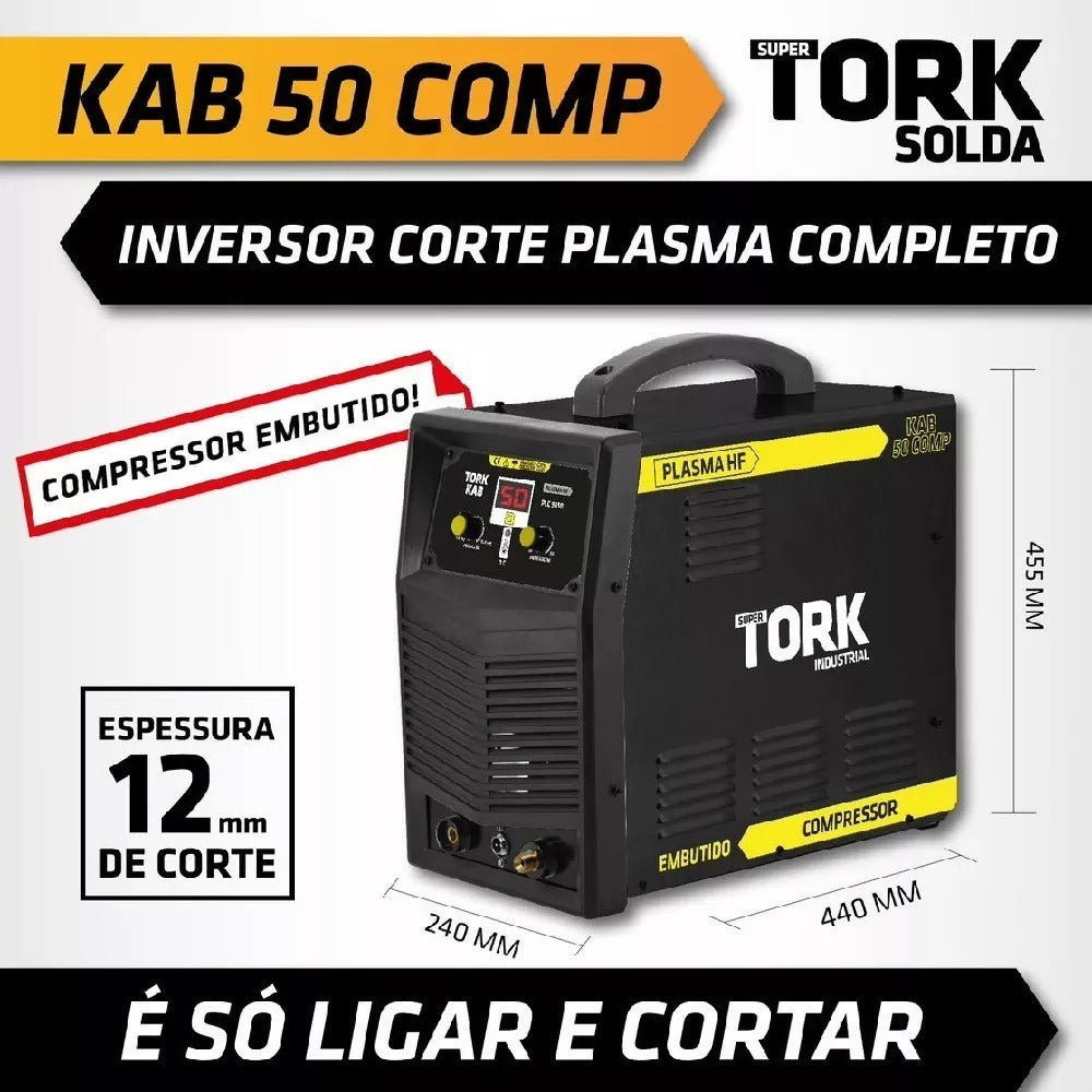 INVERSOR PLASMA 50AM C/ COMPRESSOR EMB. PLC 9050 TORK