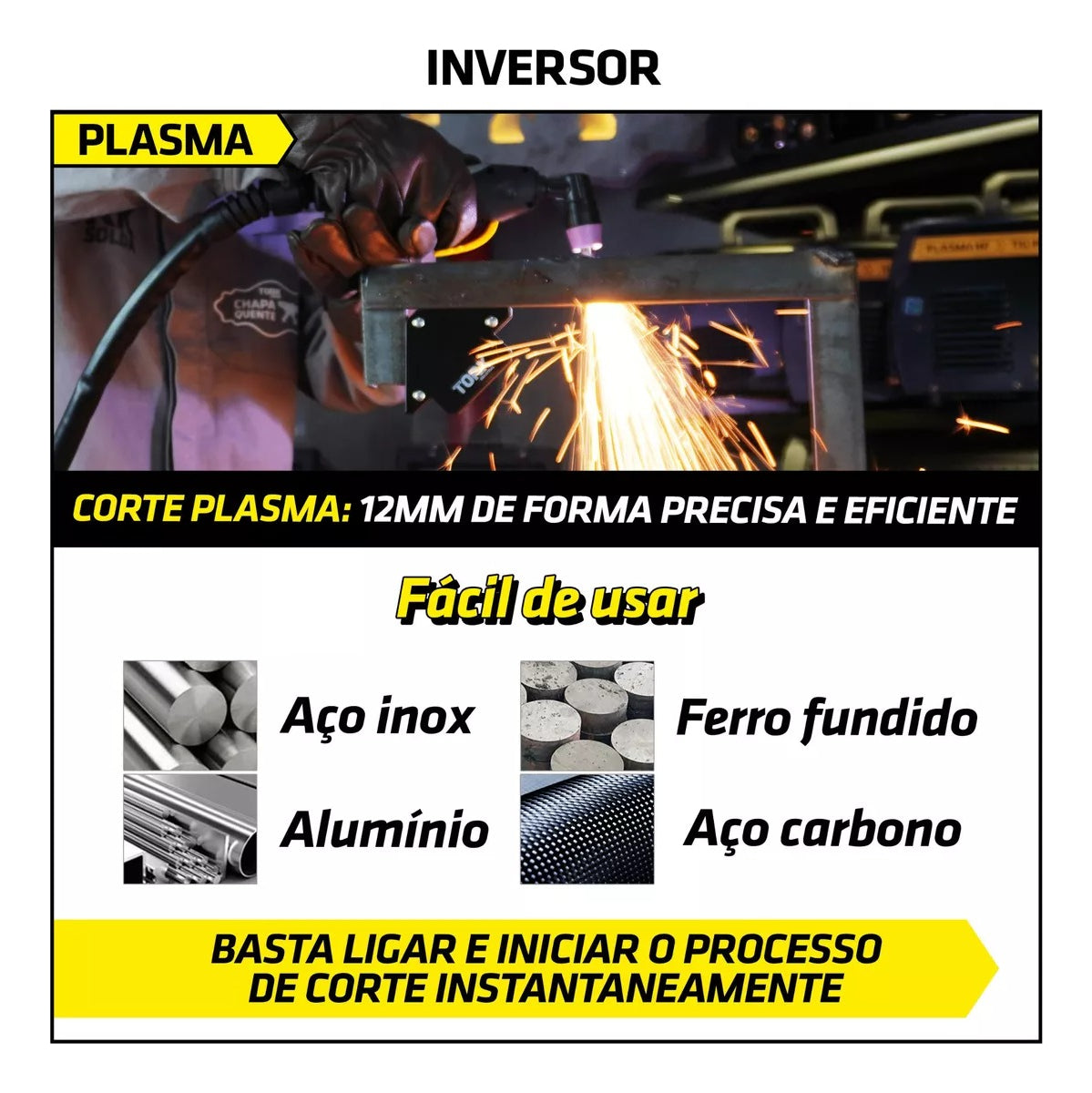 INVERSOR PLASMA 50AM C/ COMPRESSOR EMB. PLC 9050 TORK