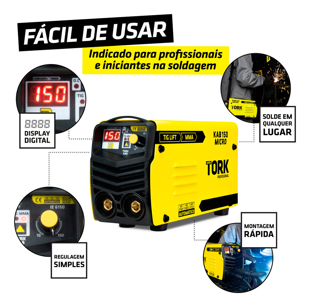 Máquina Solda Inversora Super Profissional Kab150 220V Tork