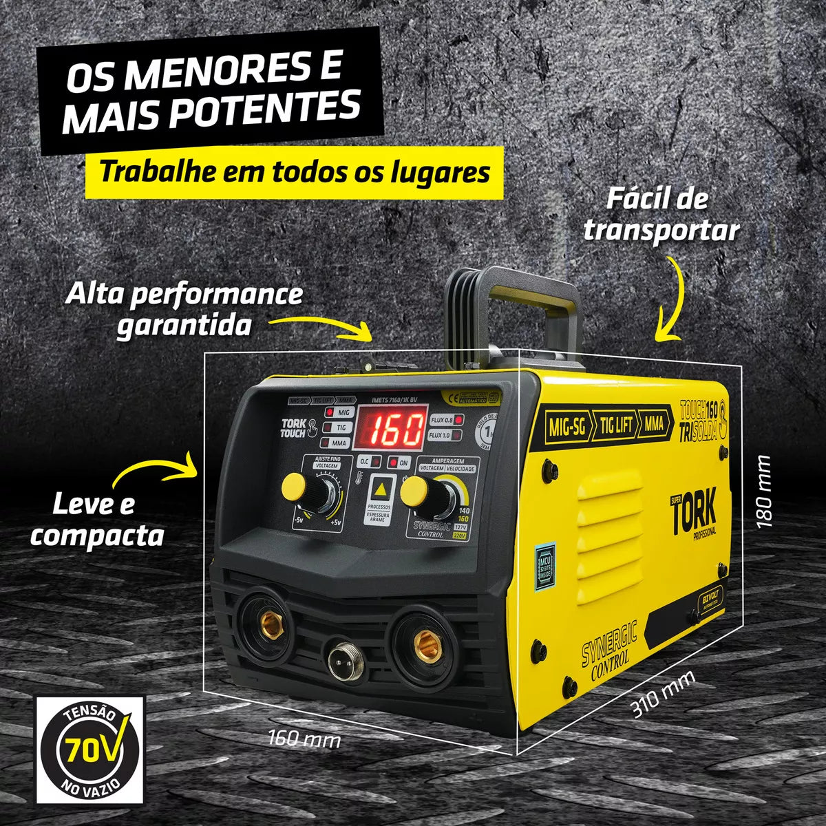Maquina Solda Inversora Mig Super Tork 160a Sem Gás 3 Em 1 Tig Eletrodo