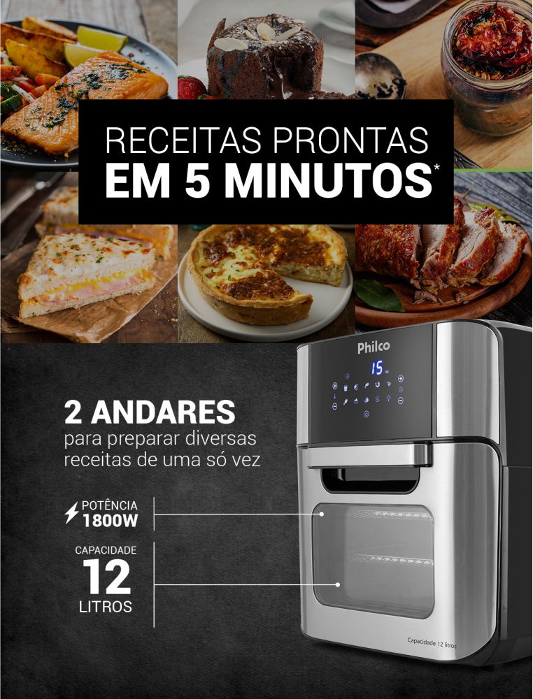 Air Fryer Oven Philco 12L 1800W 4 em 1 - 127V PFR2200
