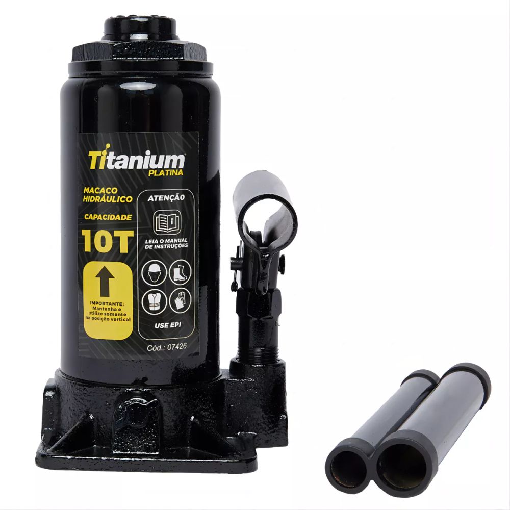 Macaco Hidráulico Tipo Garrafa Titanium 10 Tonelada