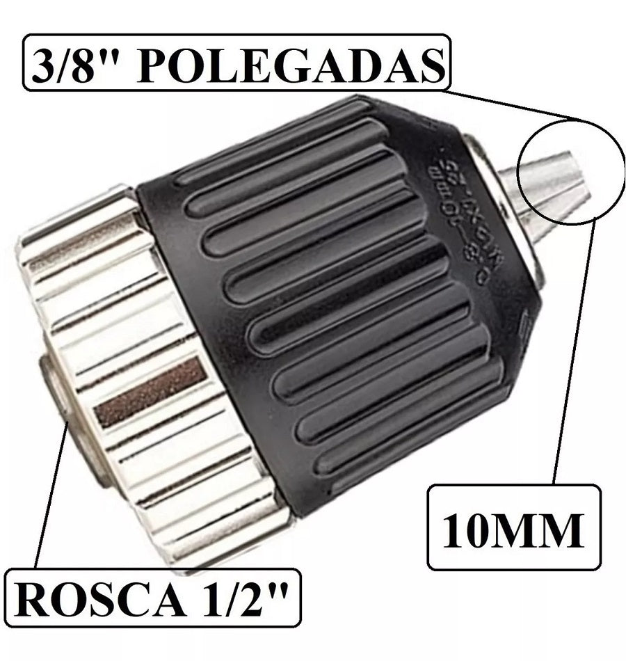 Mandril Para Furadeira Aperto Rápido 1-10 Rosca 1/2 MTX