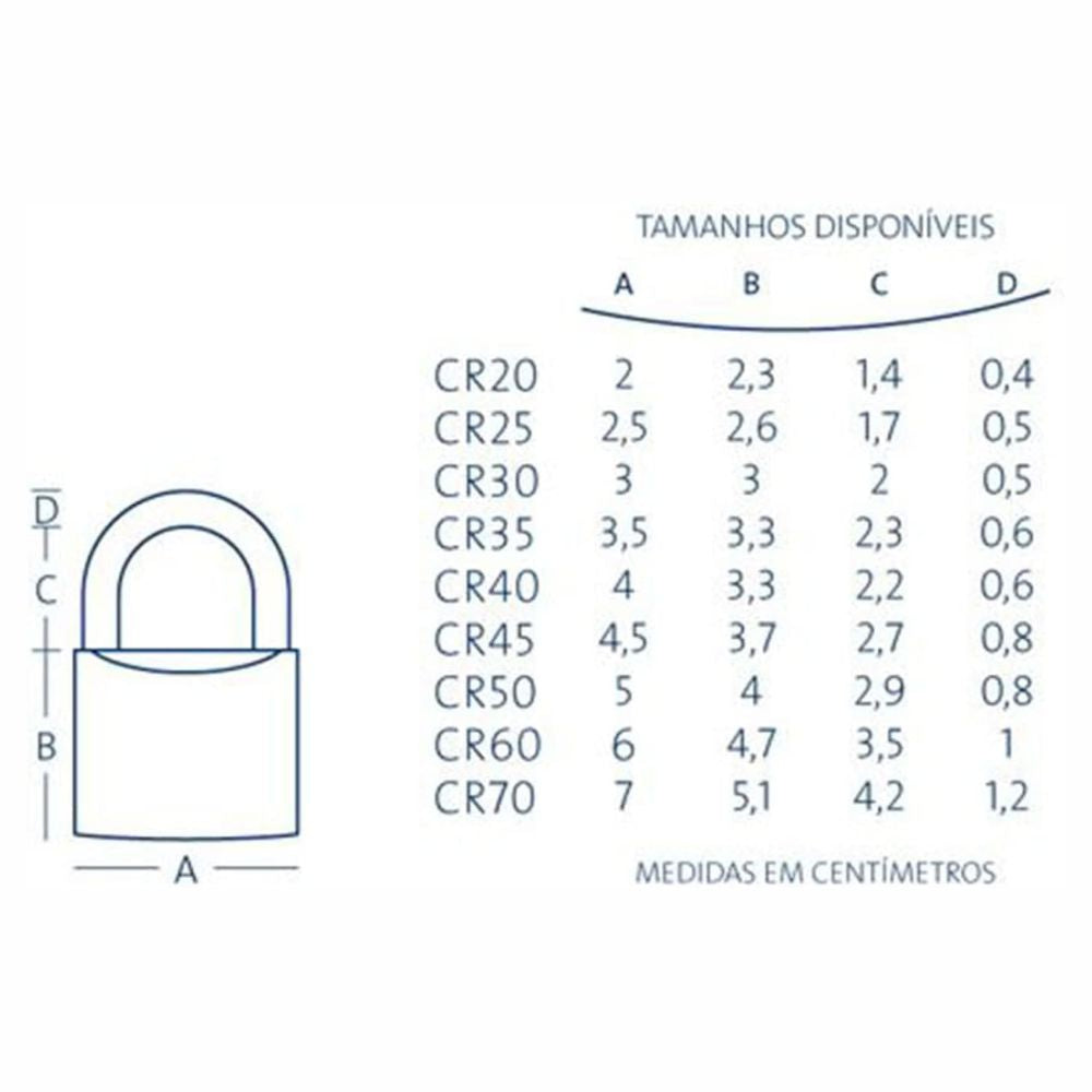Cadeado Papaiz Cr 70 Mm Reforçado Seguro Portão C/ 2 Chaves