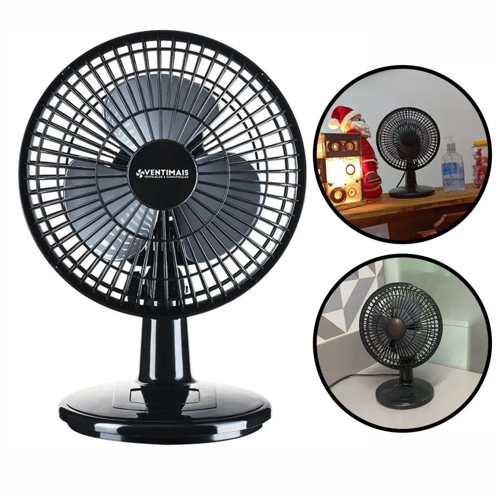 Ventilador Mini Turbo 20cm Preto/Prata 220V Ventimais 70057