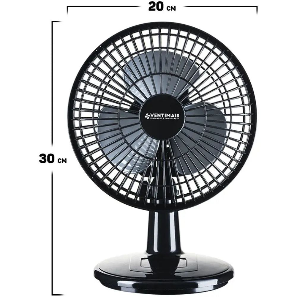 Ventilador Mini Turbo 20cm Preto/Prata 220V Ventimais 70057