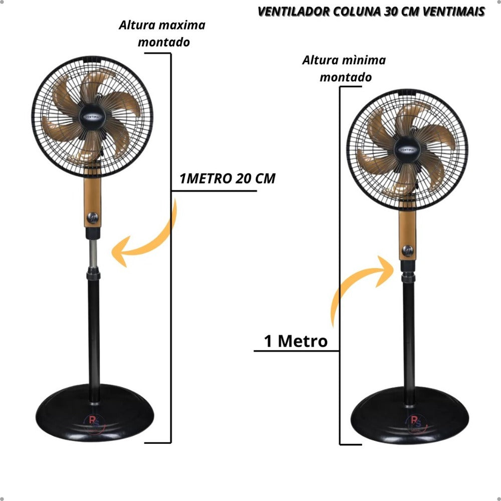 Ventilador Pedestal Coluna Pé Osc 30cm Turbo 220v Ventimais