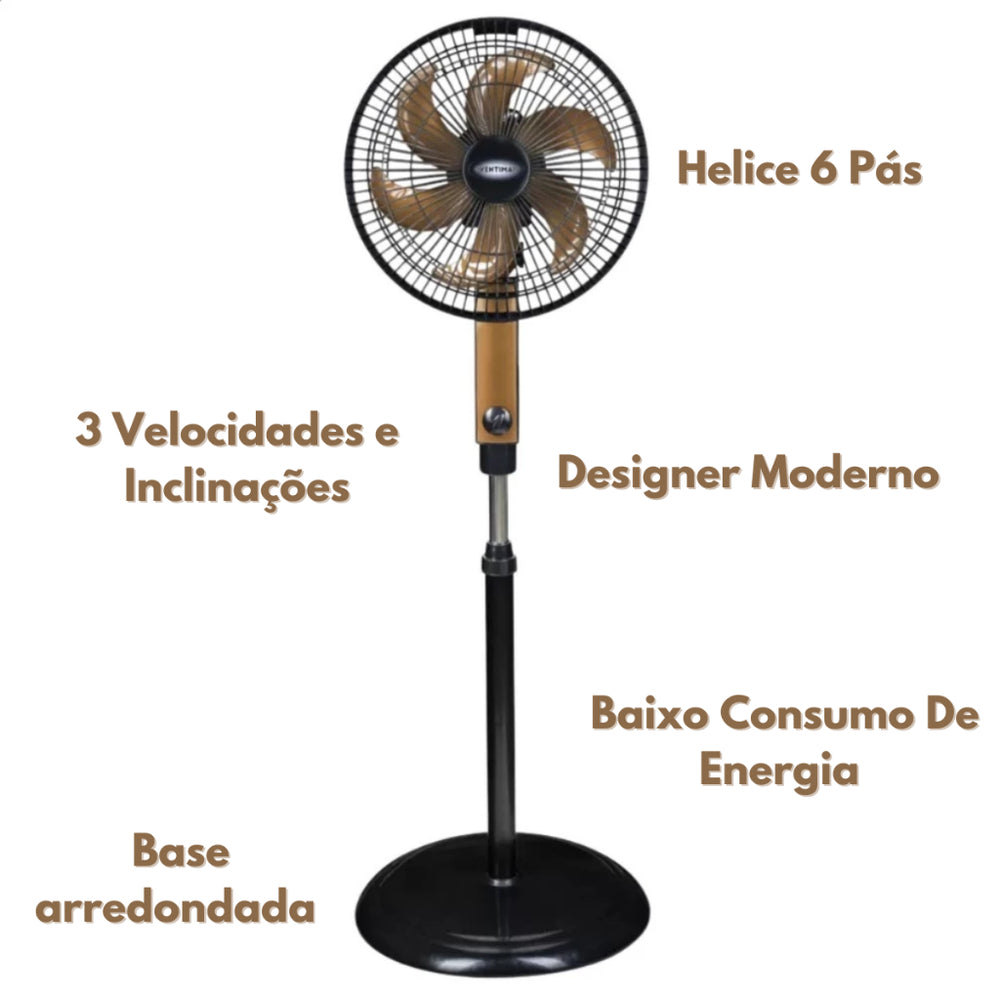 Ventilador Pedestal Coluna Pé Osc 30cm Turbo 220v Ventimais