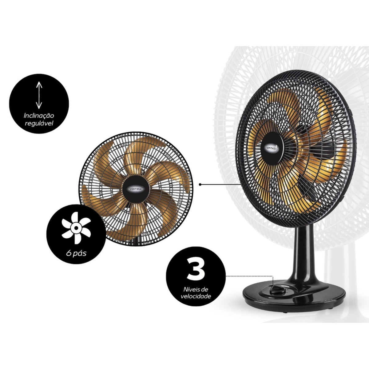 Ventilador Oscilante de Mesa 40cm Turbo 220v Ventimais
