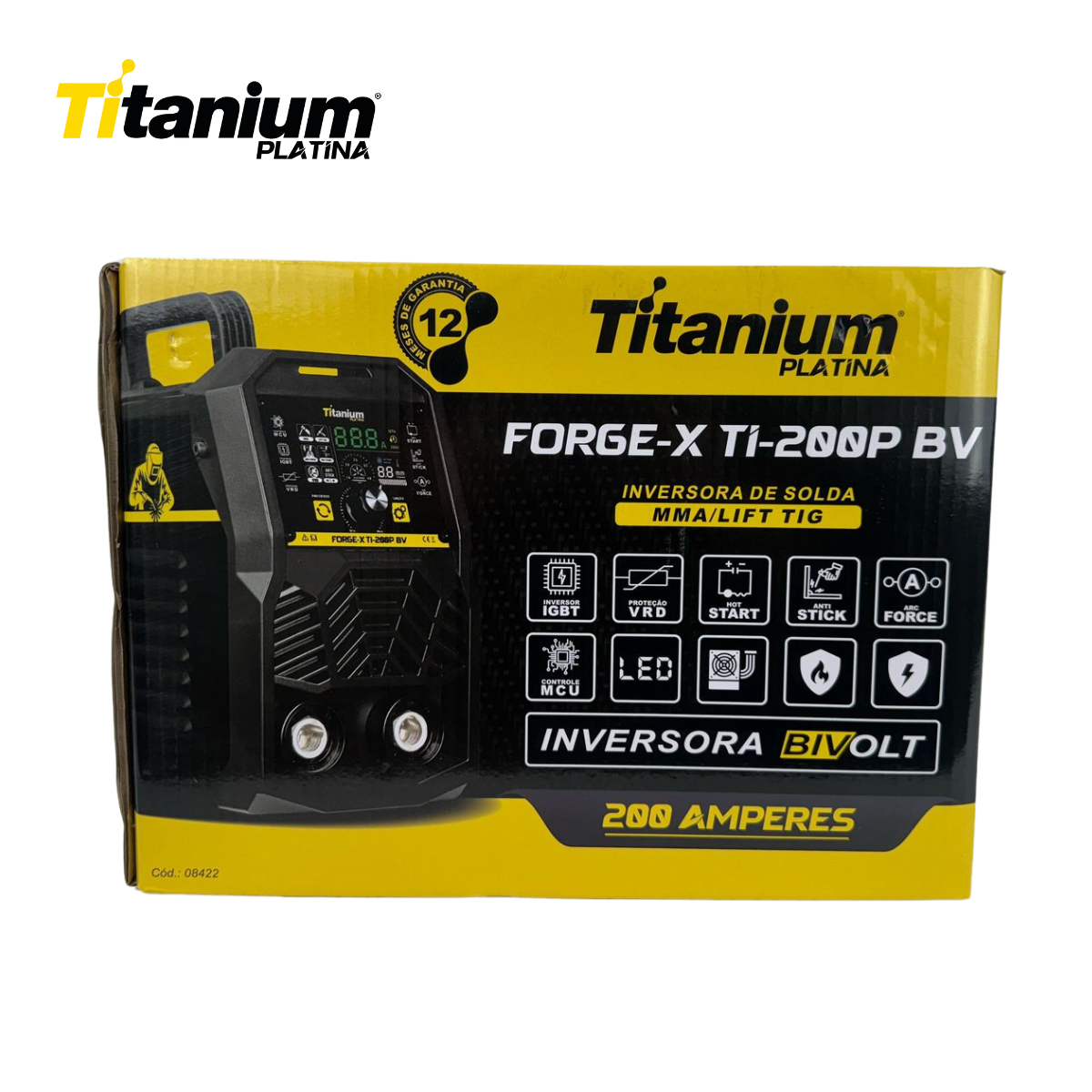 MÁQUINA INVERSORA DE SOLDA FORGE-X TI200P BV 08422 TITANIUM