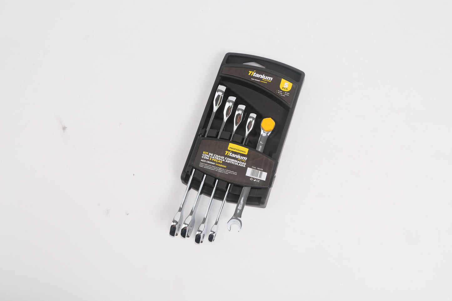 KIT CHAVE COMBINADAS CATRACA ARTICULADA 5 PCS 08379 TITANIUM