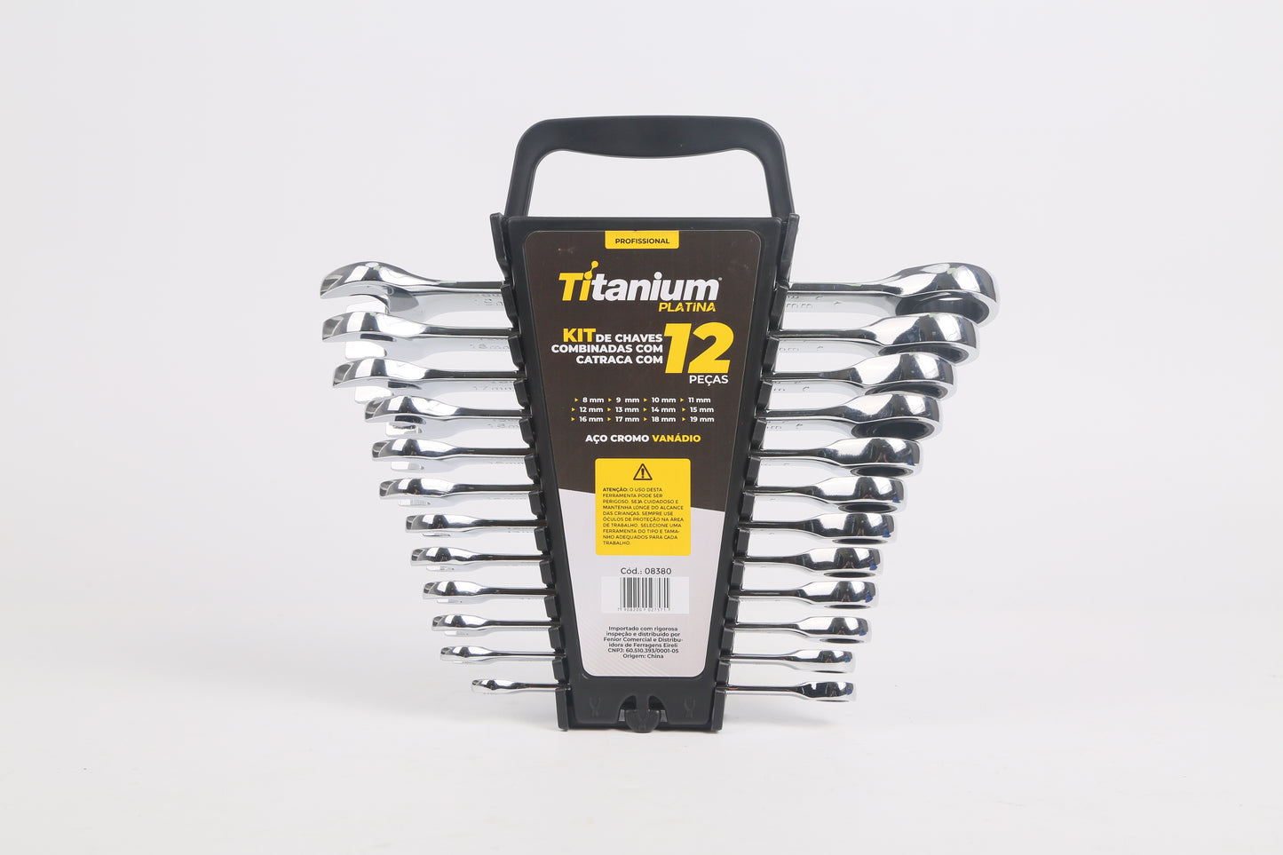 KIT CHAVE COMBINADA CATRACA 12 PCS 08380 TITANIUM