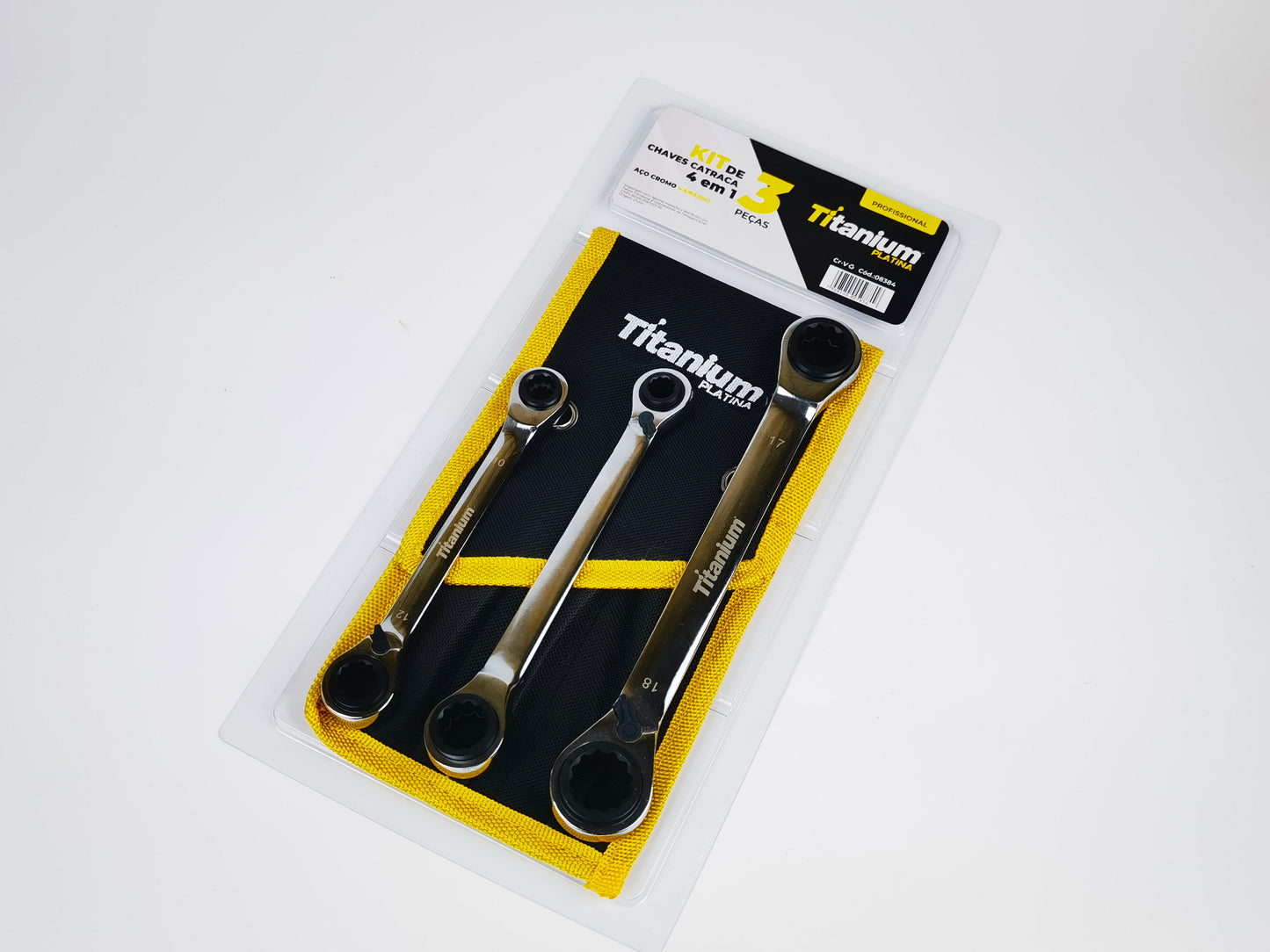 KIT DE CHAVES CATRACA 4 EM 1 3 PECAS 08384 TITANIUM