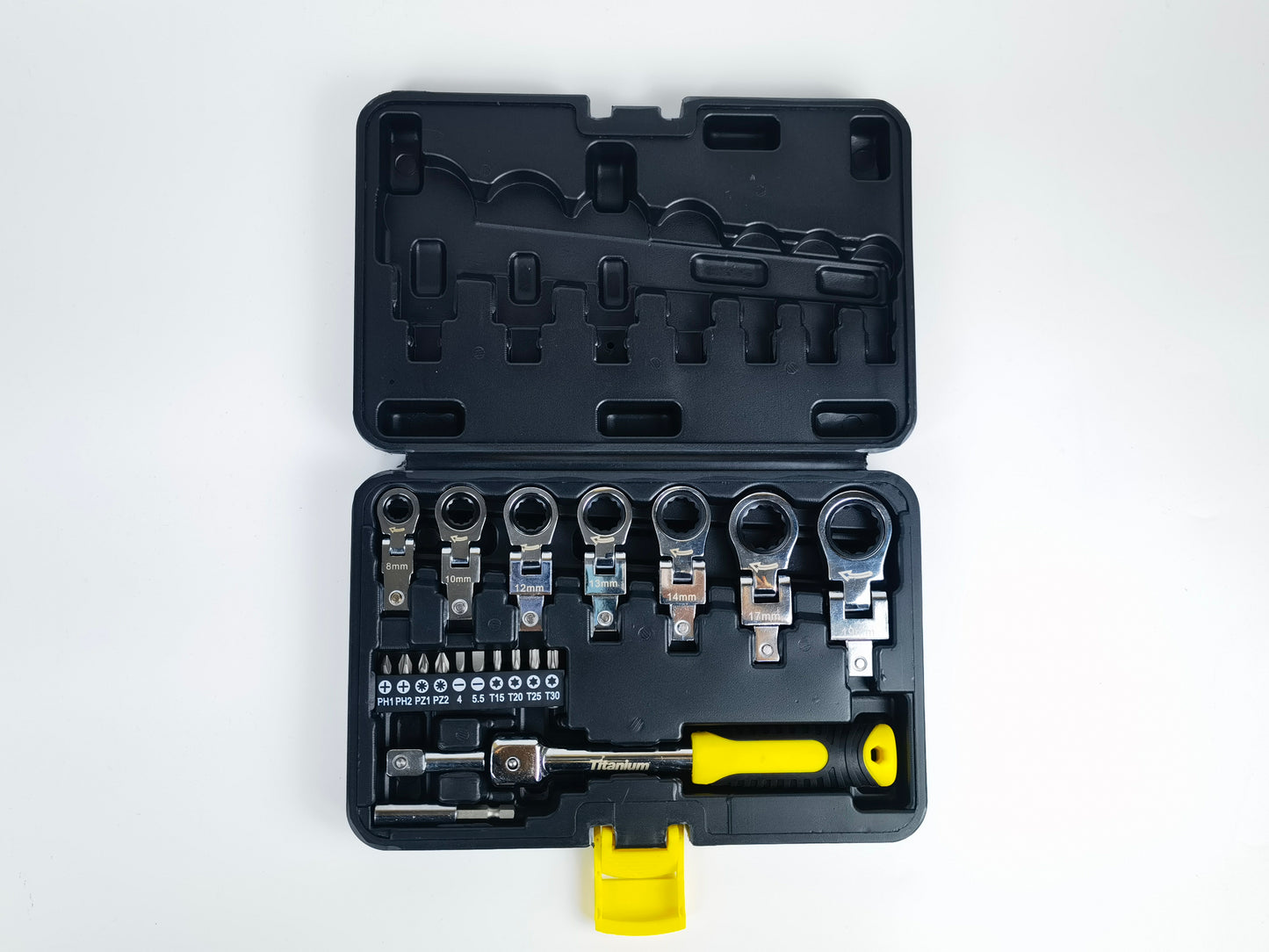 KIT CHAVE CATRACA CABECA FLEX E BITS 20 PCS 08385 TITANIUM