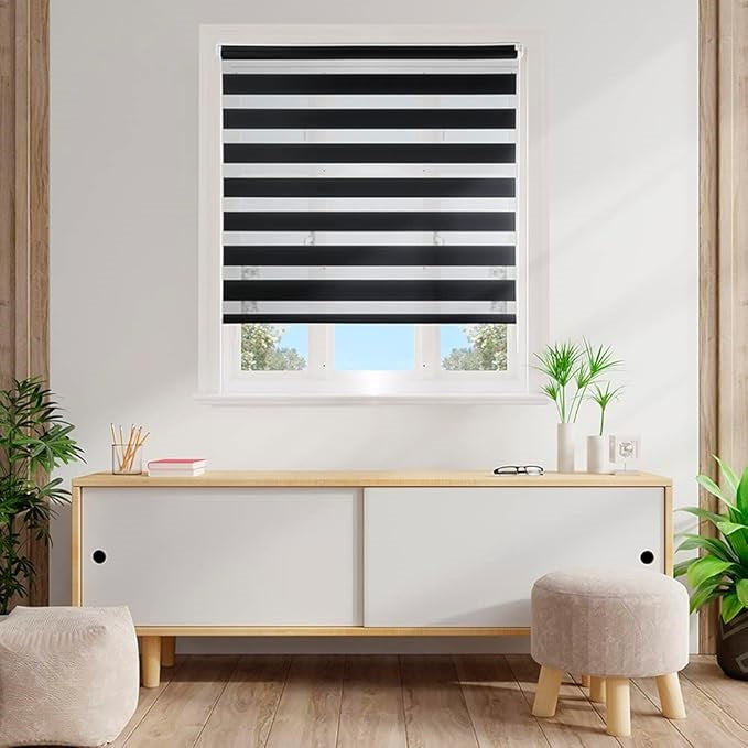 Persiana Janela Rolo Zebra T-Duplo 1,40X1,60 Preta Evolux