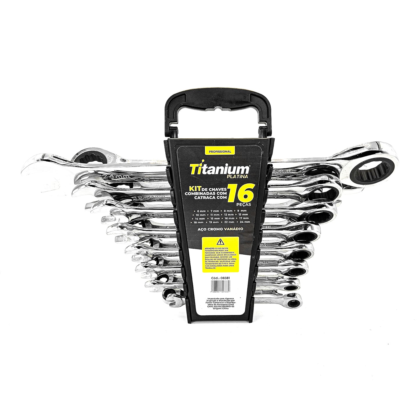 Kit Chave Combinadas com Catraca 16 Peças 08381 - Titanium