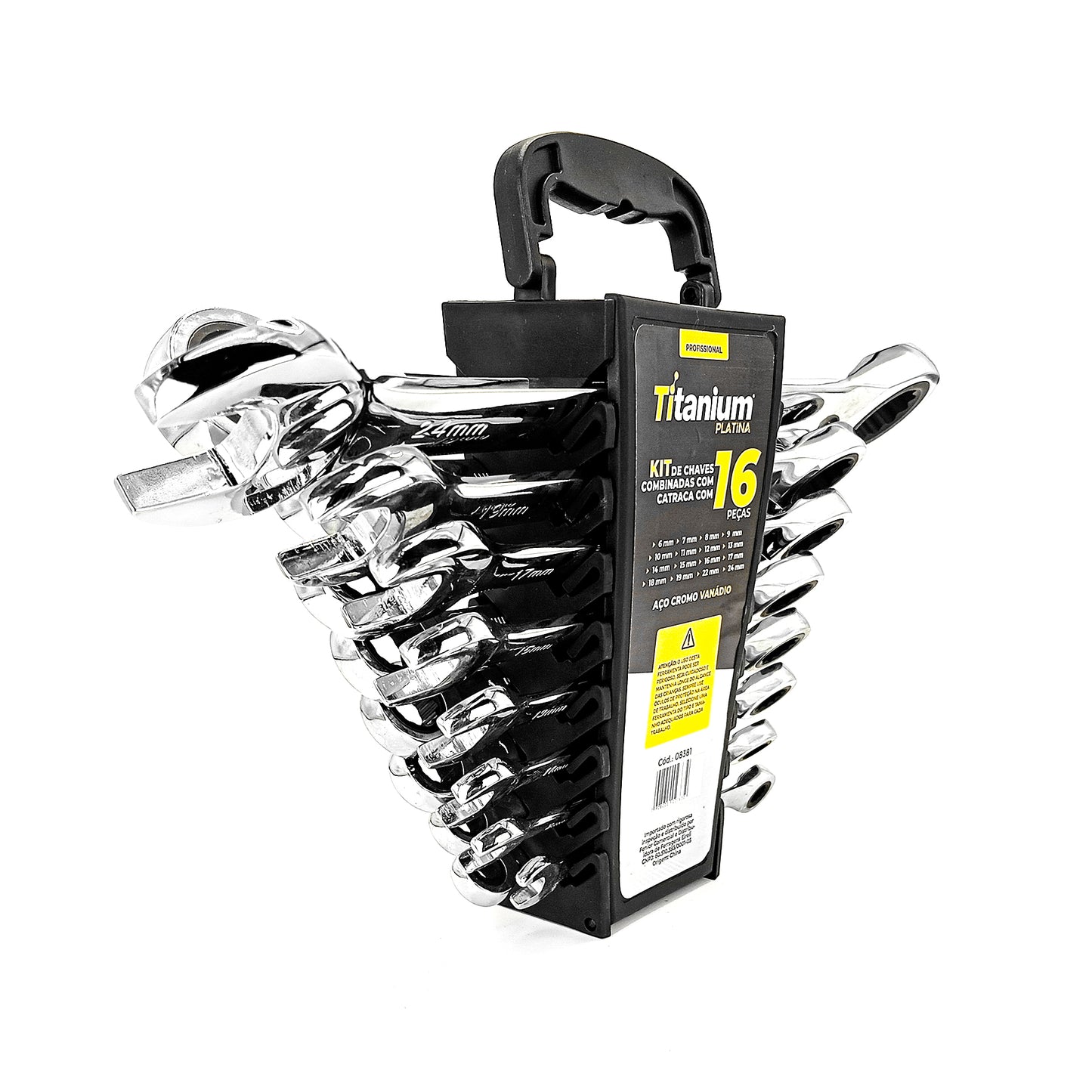 Kit Chave Combinadas com Catraca 16 Peças 08381 - Titanium