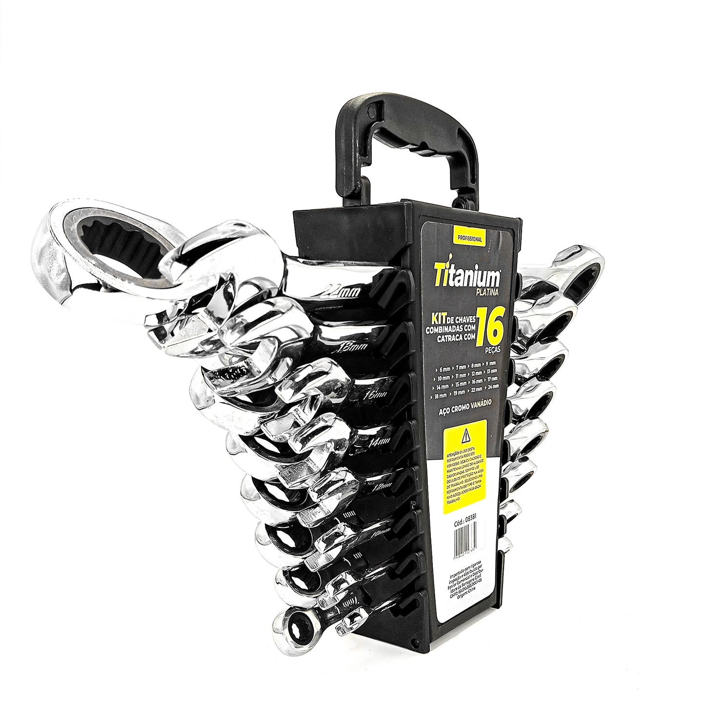 Kit Chave Combinadas com Catraca 16 Peças 08381 - Titanium