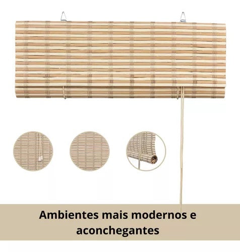 Persiana Bauhaus Rolo Bambu 120X160 Cor Honey Mapple Evolux