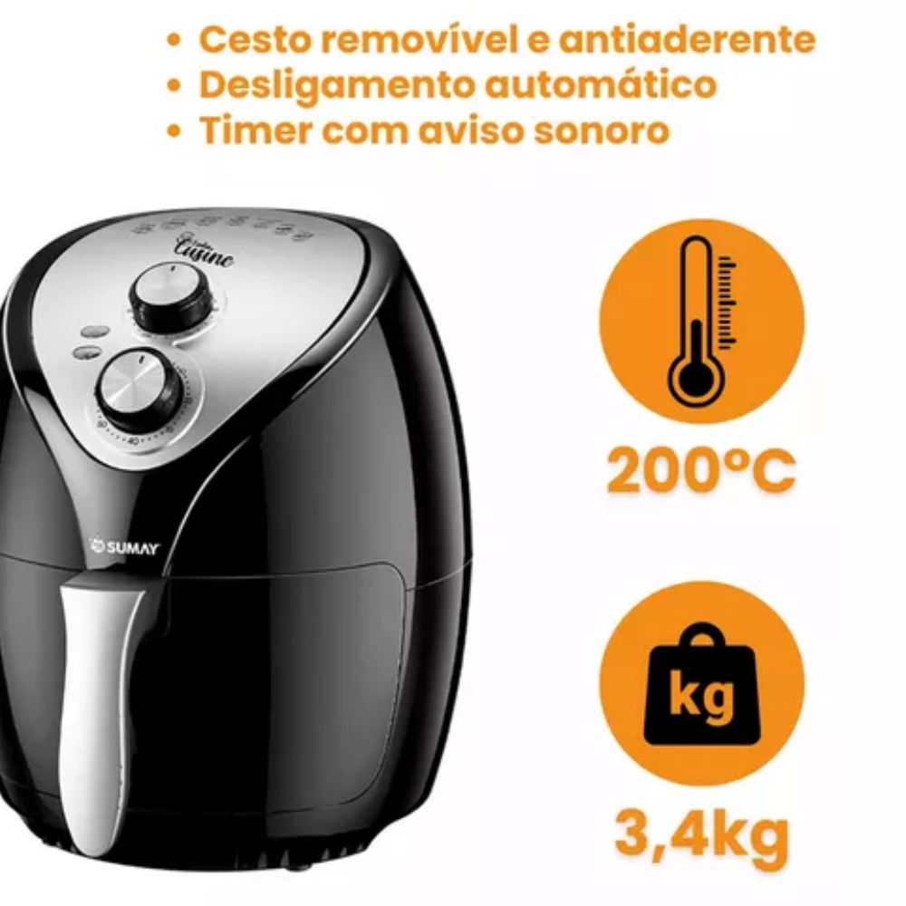 Fritadeira Air Fryer Elétrica 3,5L SM-FEP3L 127V 1200w Sumay