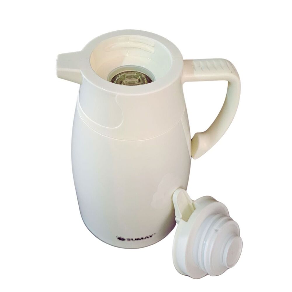 Garrafa Térmica 1L Branca com Ampola Vidro Mônaco SM-GTMBR
