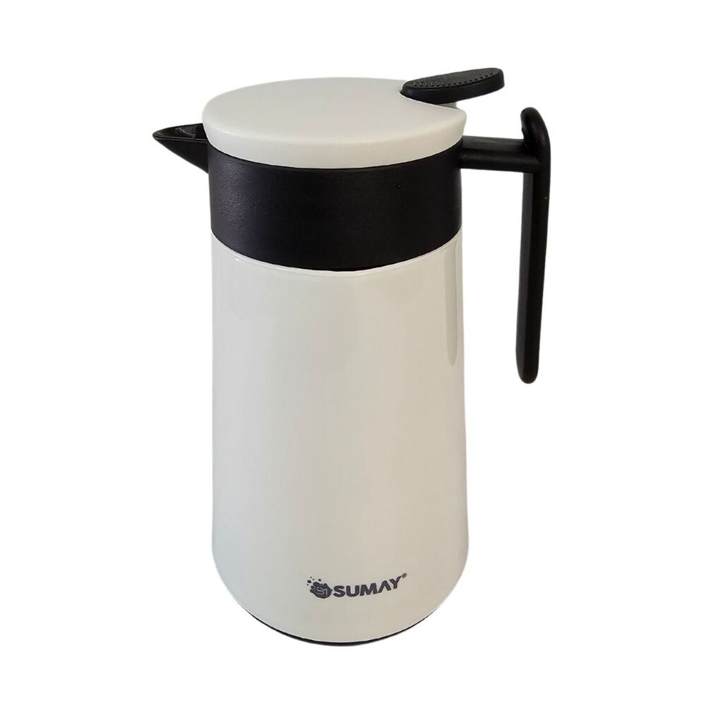 Garrafa Térmica 1L Branca com Ampola Vidro Paris SM-GTPPRBR