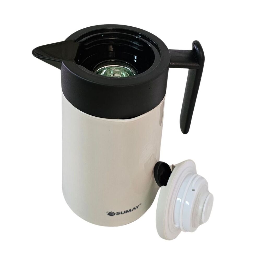 Garrafa Térmica 1L Branca com Ampola Vidro Paris SM-GTPPRBR