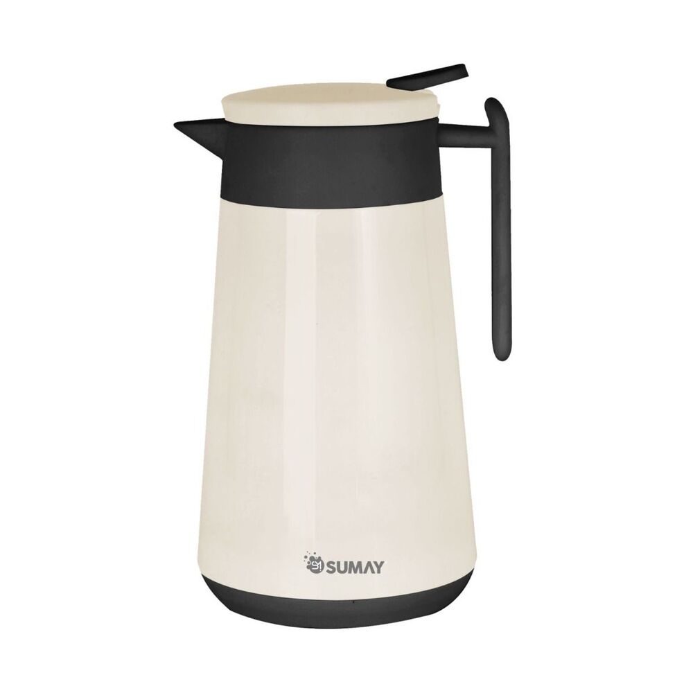 Garrafa Térmica 1L Branca com Ampola Vidro Paris SM-GTPPRBR