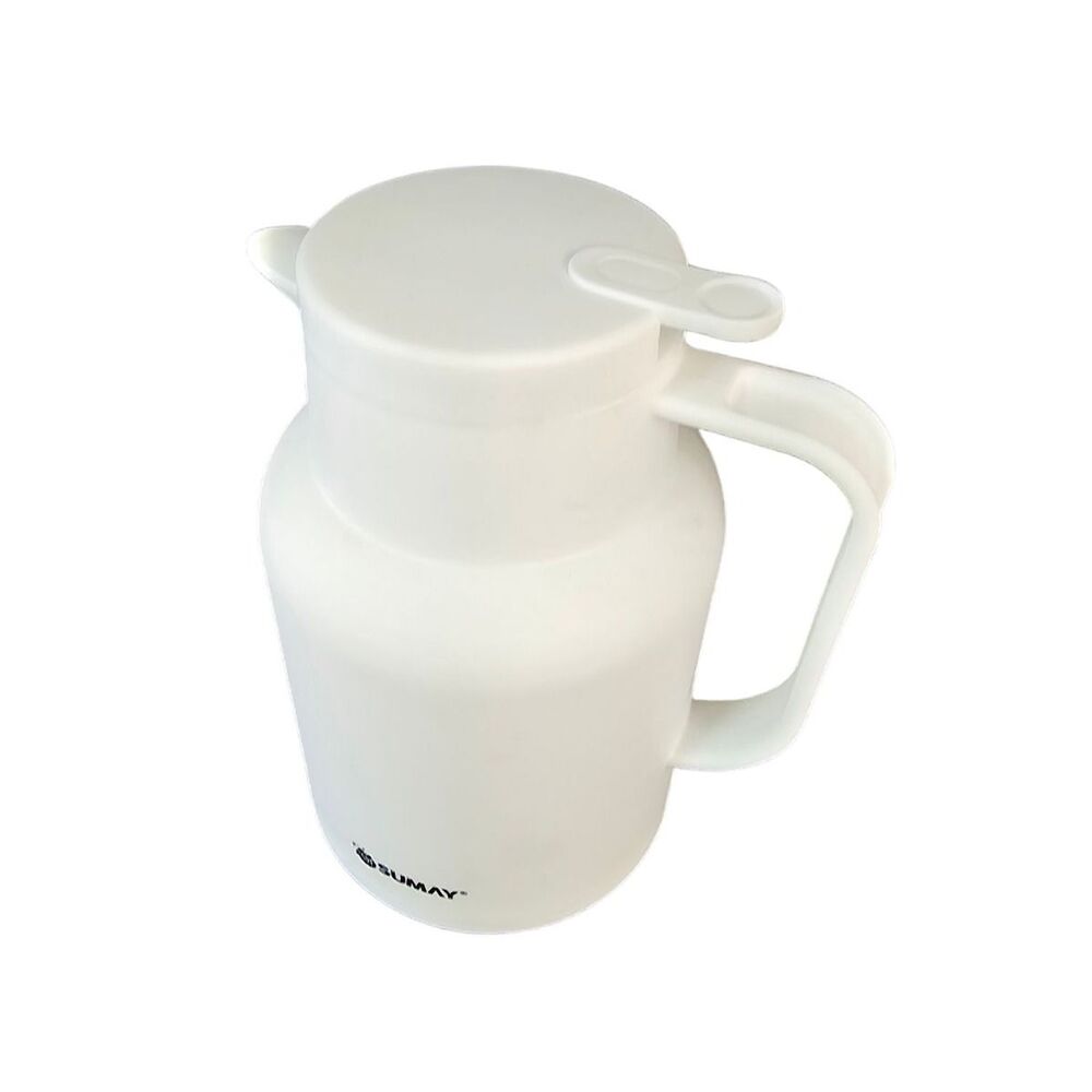 Garrafa Térmica 1L Branca com Ampola Vidro Veneza SM-GTVBR