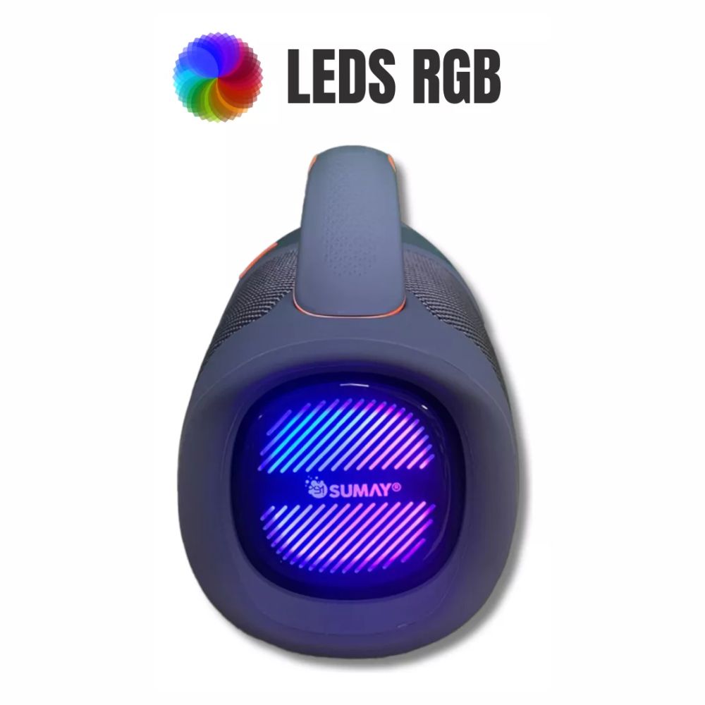 Caixa De Som Portátil Sumay SM-CSP1310C Lionbox Led