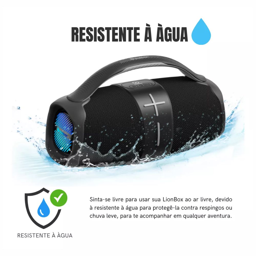 Caixa De Som Portátil Sumay SM-CSP1310C Lionbox Led