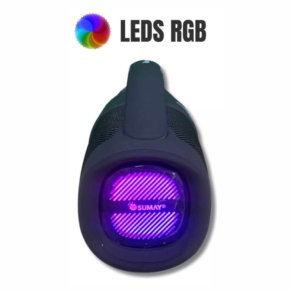 Caixa De Som Portátil Sumay SM-CSP1310P Lionbox Led