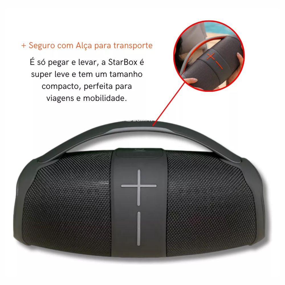 Caixa De Som Portátil Sumay SM-CSP1310P Lionbox Led