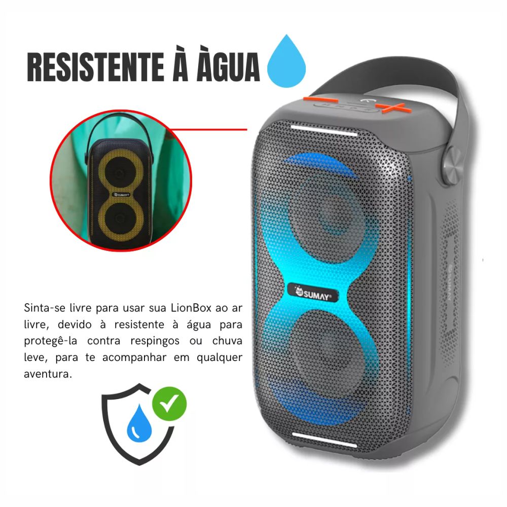 Caixa De Som Portátil Sumay Starbox SM-CSP1312C Cinza