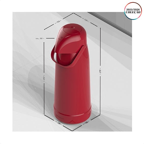 Garrafa Térmica 1.8L Vermelho Latino Magic Pump Termolar