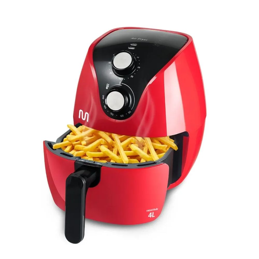 Air Fryer Vermelha 4L 220v Timer Grade Removível GO203 Multi