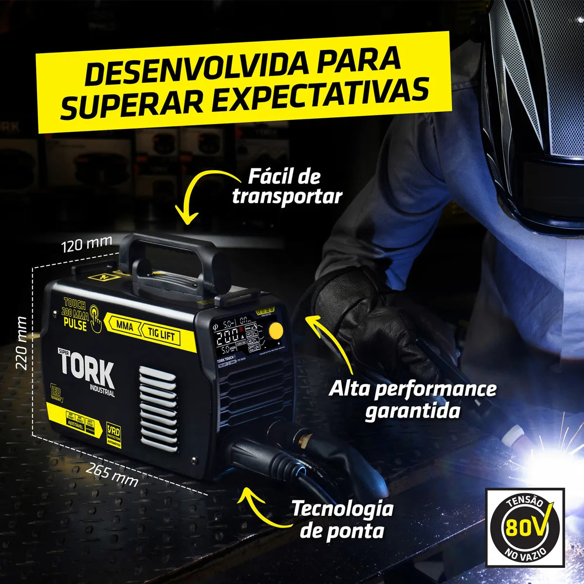 INVERSOR 200 AMPERES (TIG/ELETRODO) 220V ITE-10200-220V TORK