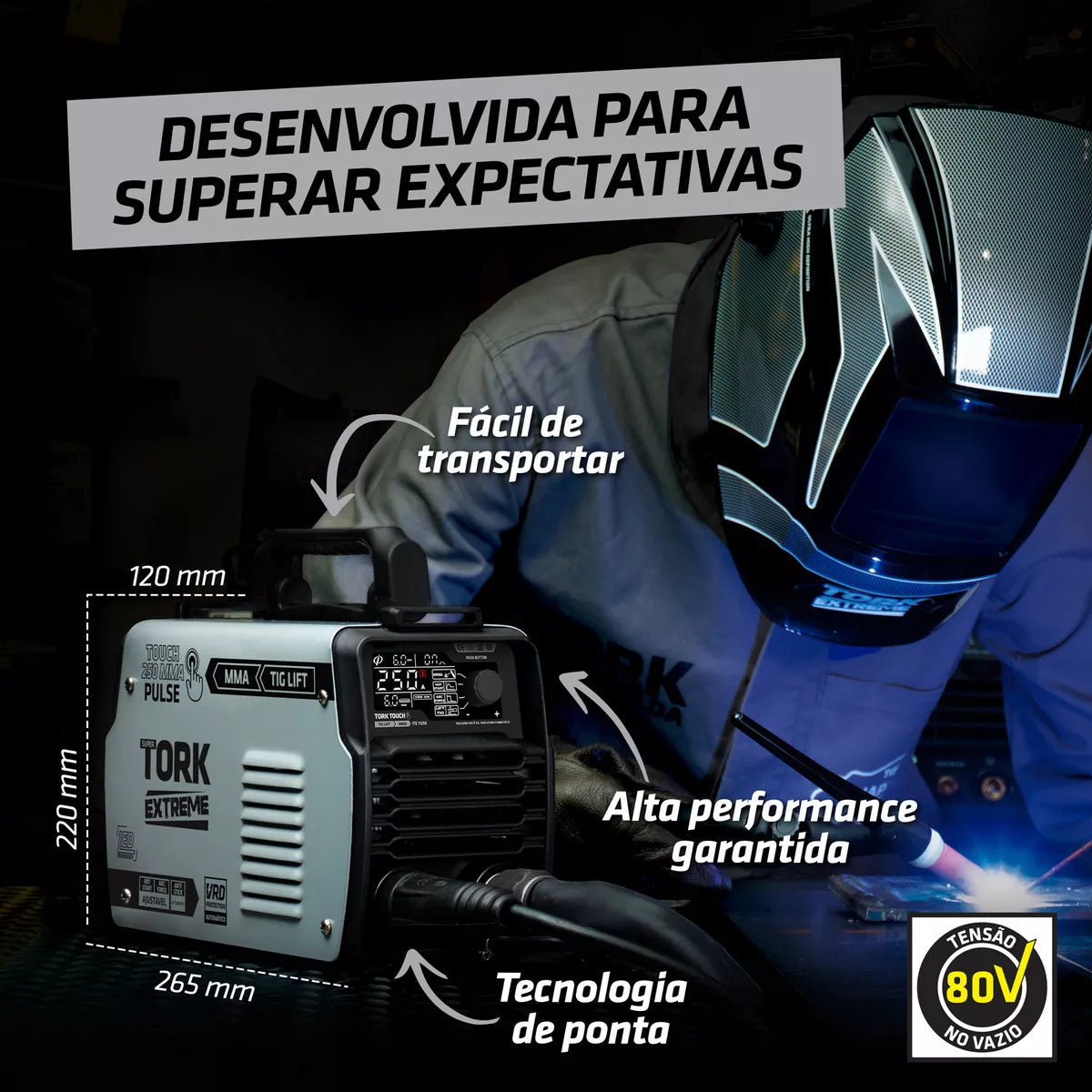 INVERSOR 250 AMPERES (TIG/ELETRODO) 220V ITE-11250-220V TORK
