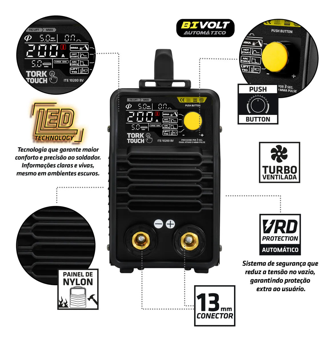 Máquina de solda Inversora Super Tork 200BV ITE-10200-BV