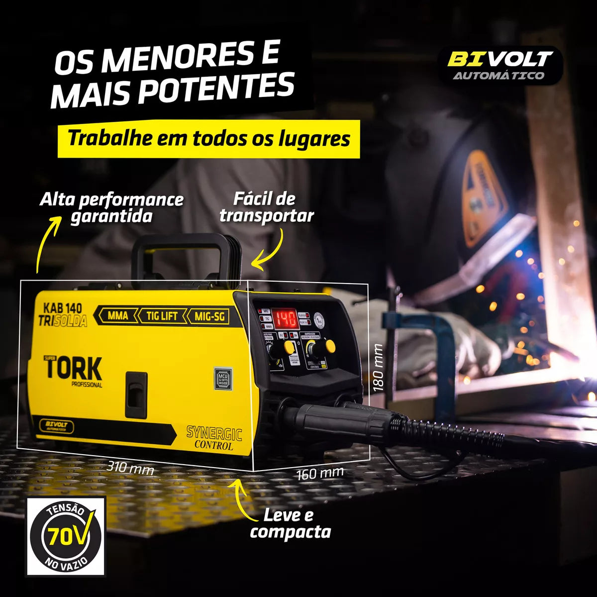 Maquina Solda Inversora Mig 140a Sem Gás 3 Em 1 Tig Eletrodo
