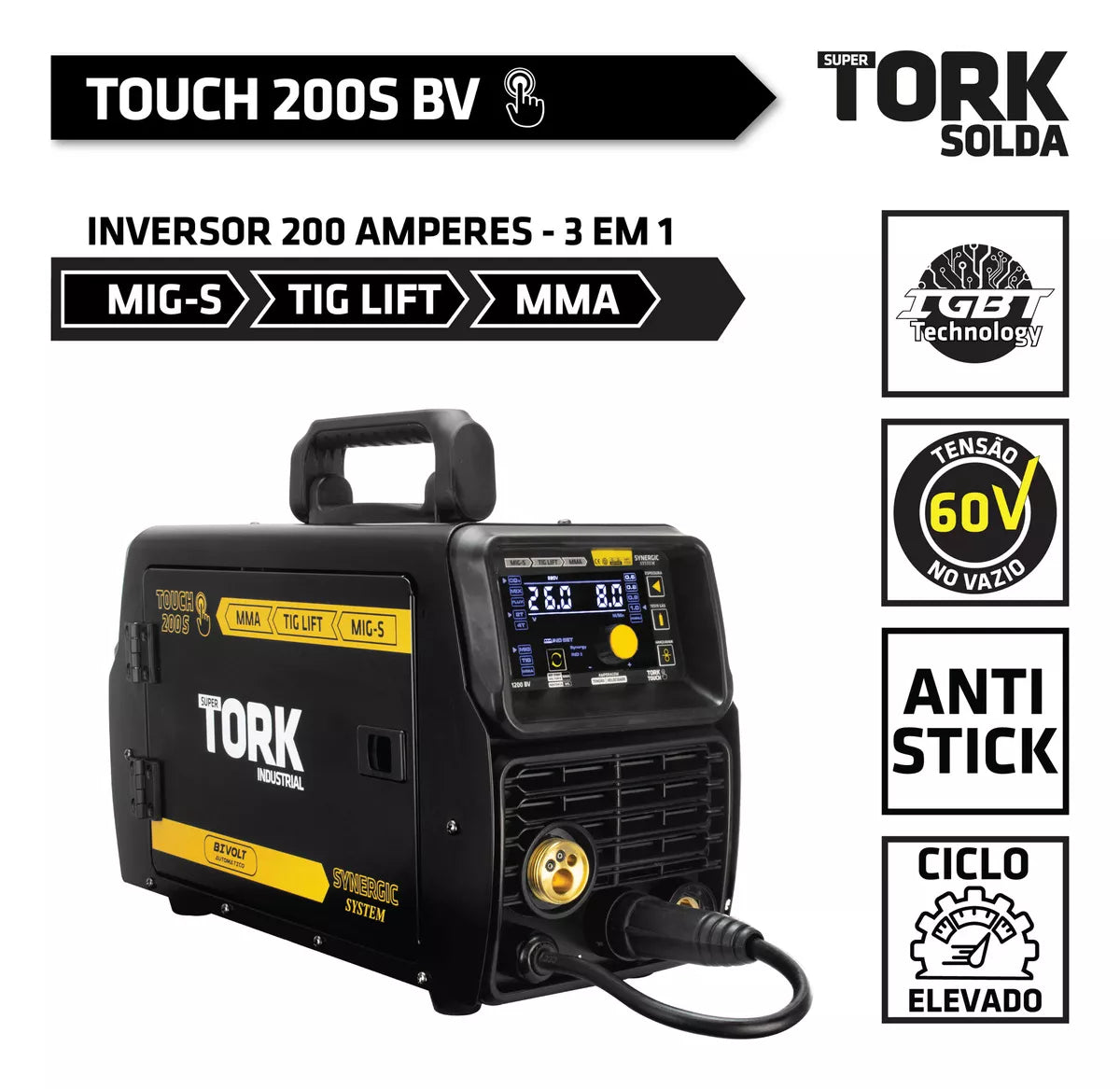 INVERSOR 200 AMPERES (MIG/MMA/TIG) - BV IMETS-11200-BV TORK