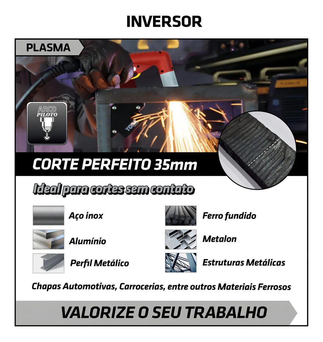 CORTE PLAS ARCO PILOTO 100A COMPRESSOR PLC-11100-3X220V TORK