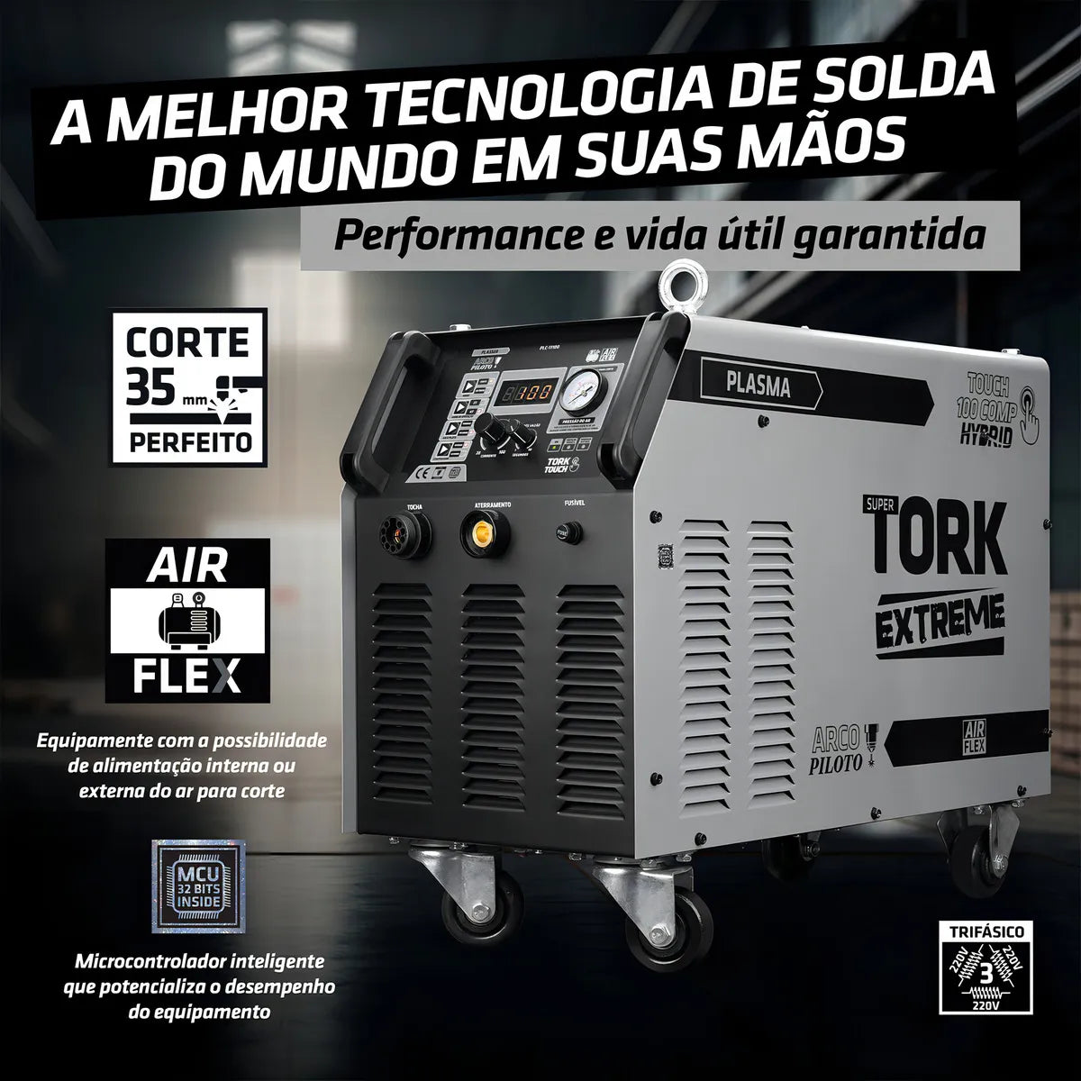 CORTE PLAS ARCO PILOTO 100A COMPRESSOR PLC-11100-3X220V TORK